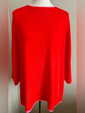 Zara Knit Red Tunic Top w. Pink Edges
-Oversized Size Small-